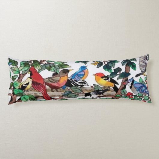 Glas in lood Art Mooie Bloesems & Vogels Lichaamskussen (Achterkant)