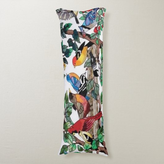 Glas in lood Art Mooie Bloesems & Vogels Lichaamskussen (Voorkant Verticaal)