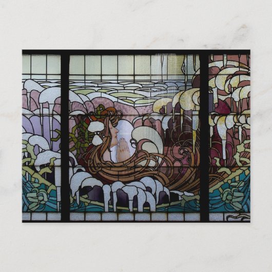 Glas in lood Art Nouveau Zee Scene Briefkaart (Voorkant)