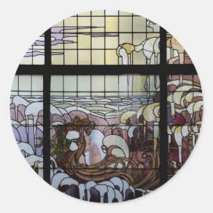Glas in lood Art Nouveau Zee Scene Ronde Sticker