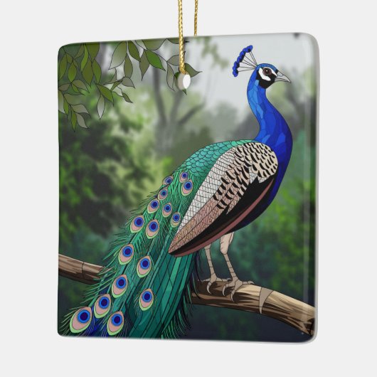 Glas in lood Art, Peacock Glas in lood Keramisch Ornament (Links)