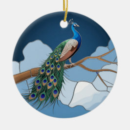 Glas in lood Art, Peacock Glas in lood Keramisch Ornament