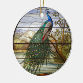 Glas in lood Art, Peacock Glas in lood Keramisch Ornament (Links)