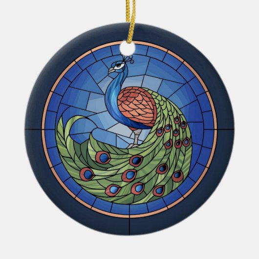 Glas in lood Art, Peacock Glas in lood Keramisch Ornament (Voorkant)