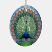 Glas in lood Art, Peacock Glas in lood Keramisch Ornament (Rechts)