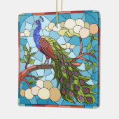 Glas in lood Art, Peacock Glas in lood Keramisch Ornament (Links)