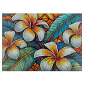Glas in lood art plumeria snijplank (Voorkant)