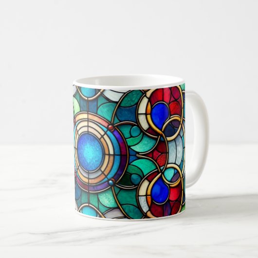 Glas in lood Art - Radiant Circle Design Koffiemok (Voorkant rechts)