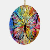 Glas in lood Art, Rainbow Butterfly Glas in lood Keramisch Ornament (Rechts)