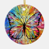 Glas in lood Art, Rainbow Butterfly Glas in lood Keramisch Ornament (Voorkant)