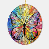 Glas in lood Art, Rainbow Butterfly Glas in lood Keramisch Ornament (Links)