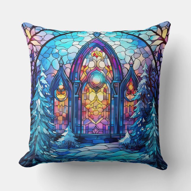 Glas in lood Art Sierkussen – Vakantie Bloemen (Voorkant)