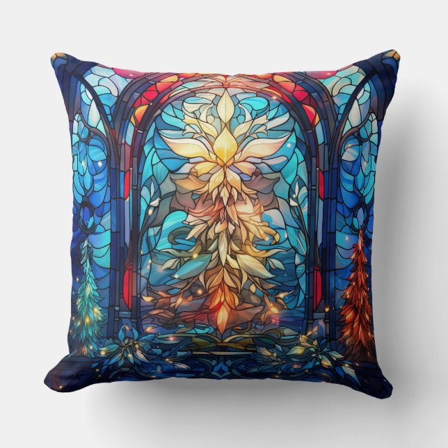 Glas in lood Art Sierkussen – Vakantie Bloemen (Voorkant)