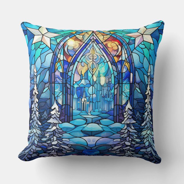 Glas in lood Art Sierkussen – Vakantie Bloemen (Voorkant)