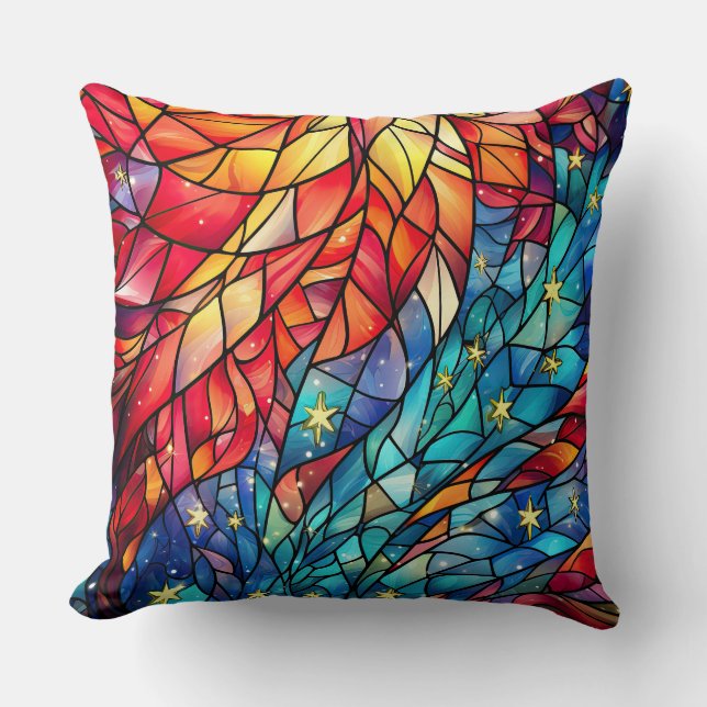 Glas in lood Art Sierkussen – Vakantie Bloemen (Voorkant)