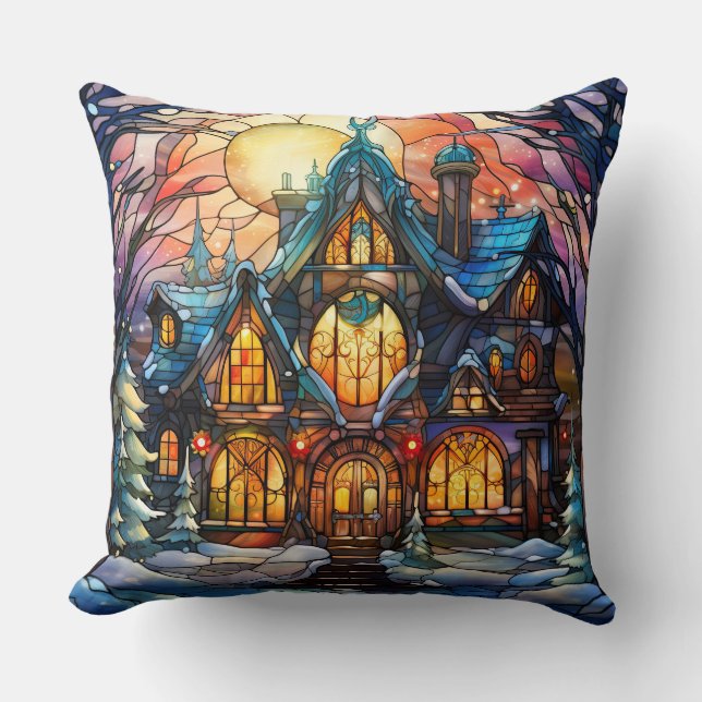 Glas in lood Art Sierkussen – Vakantie Bloemen (Voorkant)