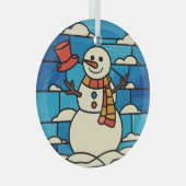 Glas in lood Art, Snowman Glas in lood Glas Ornament (Voorkant Rechts)