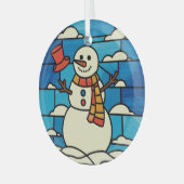 Glas in lood Art, Snowman Glas in lood Glas Ornament (Voorkant links)