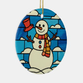 Glas in lood Art, Snowman Glas in lood Keramisch Ornament (Rechts)