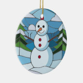 Glas in lood Art, Snowman Glas in lood Keramisch Ornament (Rechts)
