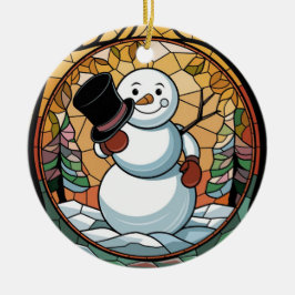 Glas in lood Art, Snowman Glas in lood Keramisch Ornament