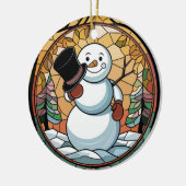 Glas in lood Art, Snowman Glas in lood Keramisch Ornament (Links)