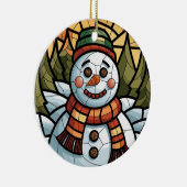 Glas in lood Art, Snowman Glas in lood Keramisch Ornament (Rechts)