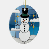 Glas in lood Art, Snowman Glas in lood Keramisch Ornament (Rechts)