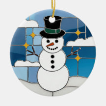 Glas in lood Art, Snowman Glas in lood