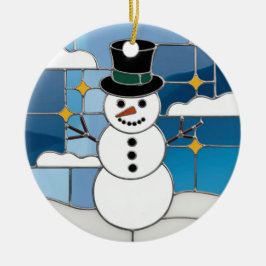 Glas in lood Art, Snowman Glas in lood Keramisch Ornament