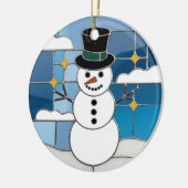 Glas in lood Art, Snowman Glas in lood Keramisch Ornament (Links)