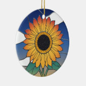 Glas in lood Art, SunFlower Glas in lood Keramisch Ornament (Rechts)