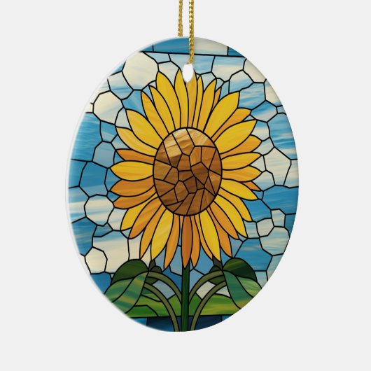 Glas in lood Art, SunFlower Glas in lood Keramisch Ornament (Rechts)