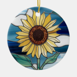 Glas in lood Art, SunFlower Glas in lood Keramisch Ornament