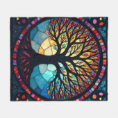 Glas in lood Art, Tree of Life Glas in lood Fleece Deken (Voorkant (Horizontaal))