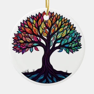Glas in lood Art, Tree of Life Glas in lood Keramisch Ornament