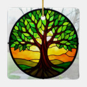 Glas in lood Art, Tree of Life Glas in lood Keramisch Ornament (Achterkant)