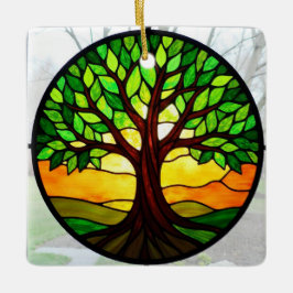 Glas in lood Art, Tree of Life Glas in lood Keramisch Ornament