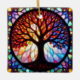 Glas in lood Art, Tree of Life Glas in lood Keramisch Ornament