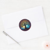 Glas in lood Art, Tree of Life Glas in lood Ronde Sticker (Envelop)