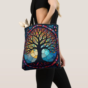 Glas in lood Art, Tree of Life Glas in lood Tote Bag
