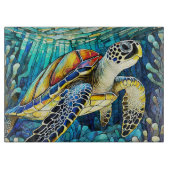 Glas in lood Art zee schildpad Snijplank (Voorkant)