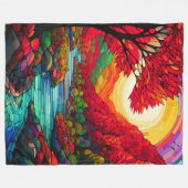 Glas in lood Autumn River Fleece Deken (Voorkant (Horizontaal))