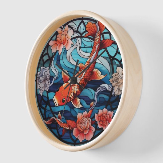 Glas in lood Aziatische Stijl Koi Vis en Camellias (Hoek)