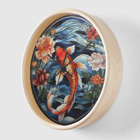 Glas in lood Aziatische Stijl Koi Vis en Camellias (Hoek)