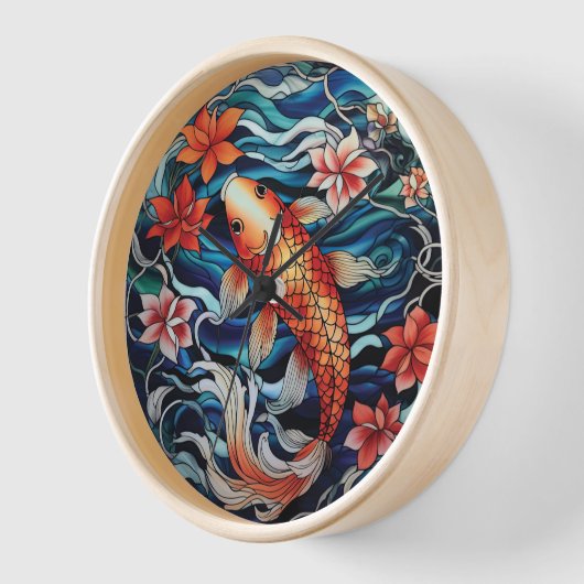 Glas in lood Aziatische Stijl Koi Vis en Camellias (Hoek)