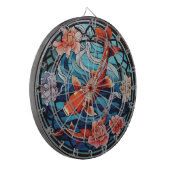 Glas in lood Aziatische Stijl Koi Vis en Camellias Dartbord (Voorkant Links)