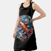 Glas in lood Aziatische Stijl Koi Vis en Camellias Schort (Insitu)