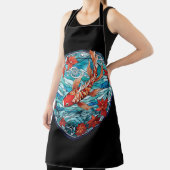 Glas in lood Aziatische Stijl Koi Vis en Camellias Schort (Insitu)