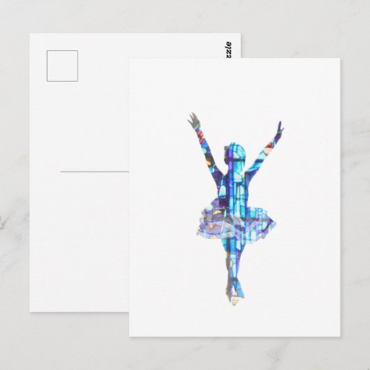 Glas in lood Ballerina Briefkaart (Voorkant / Achterkant)